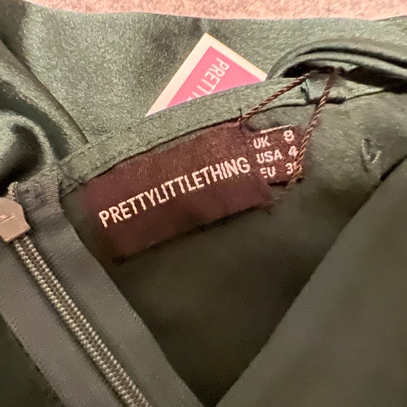 Pretty Little Thing Green Satin Cowl Neck Midi Dress - Picture 6 of 9